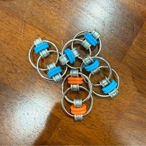 Fidget Keychain Rings with Blue and Orange Bands